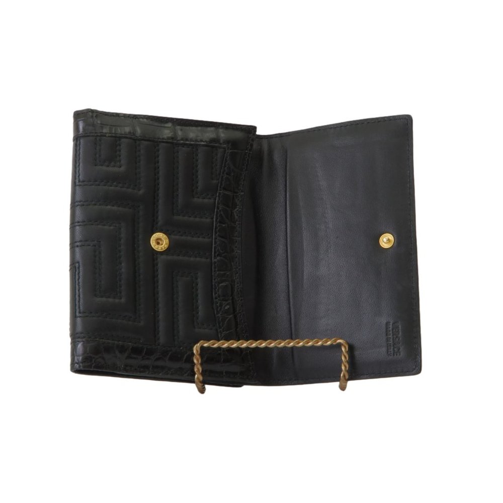 Authentic Versace Genuine Black Leather Trifold Wallet with Medusa Medallion - Picture 4 of 12